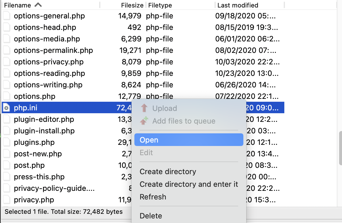 Open php.ini file via FTP to fix uploaded file exceeds max file size error.